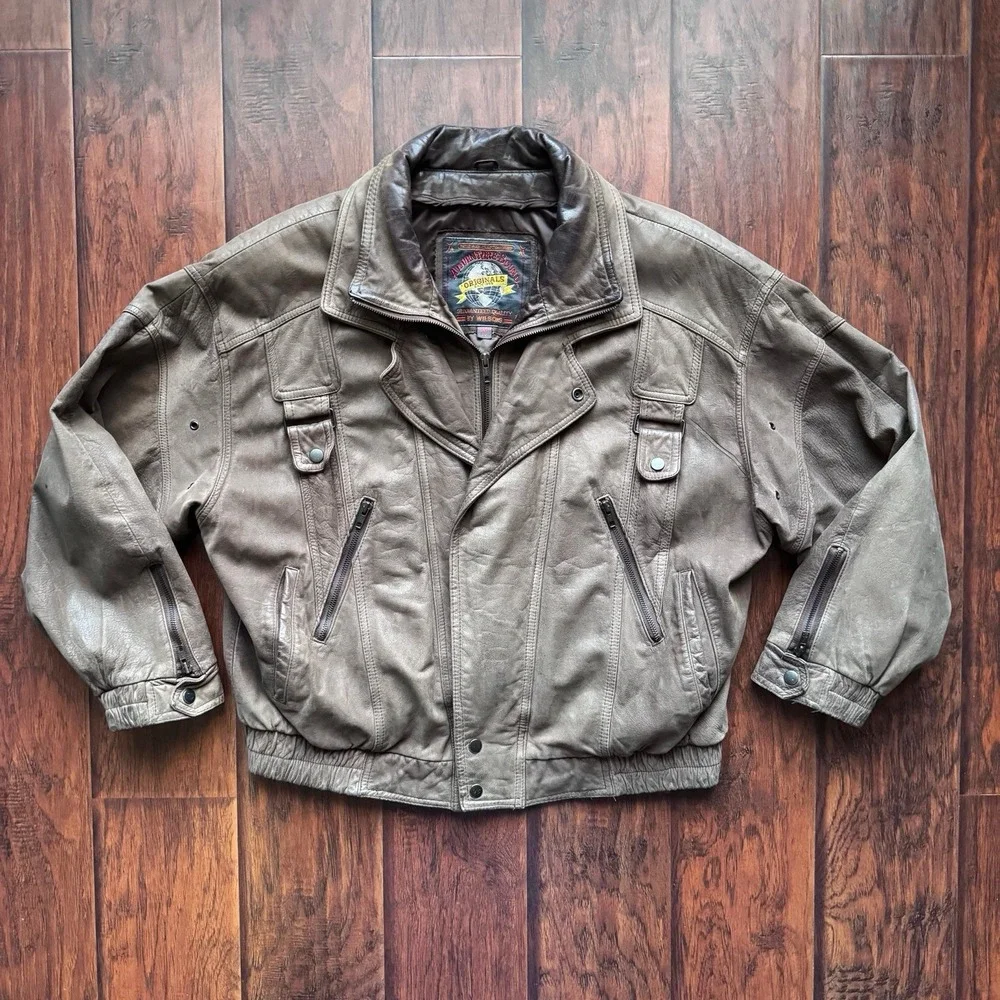 Vtg Wilsons Men's Brown Leather Bomber Jacket XL Top Gun Lived In Patina -AS IS-